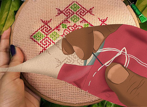Kasuti embroidery - zero knots